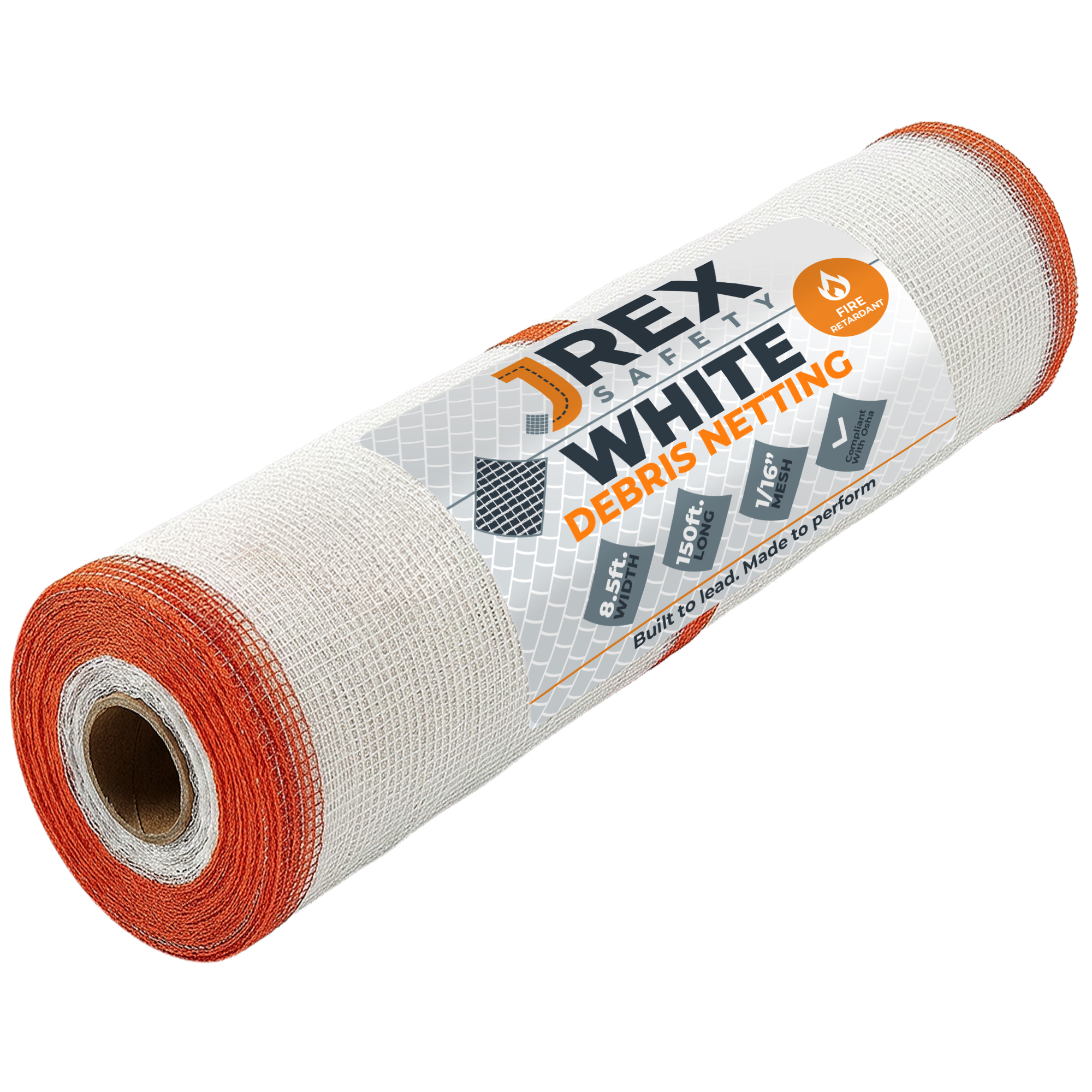 JREX 8.5' x 150' HD Debris Netting - 1/16" Mesh - Fire Retardant - White